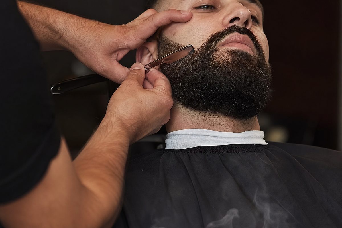 Beard shaped with defined edges at AJ23 Barbershop